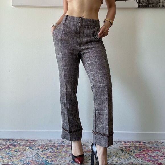 Sosken plaid checkered mid rise cabincore goblincore dress pants - Picture 1 of 6